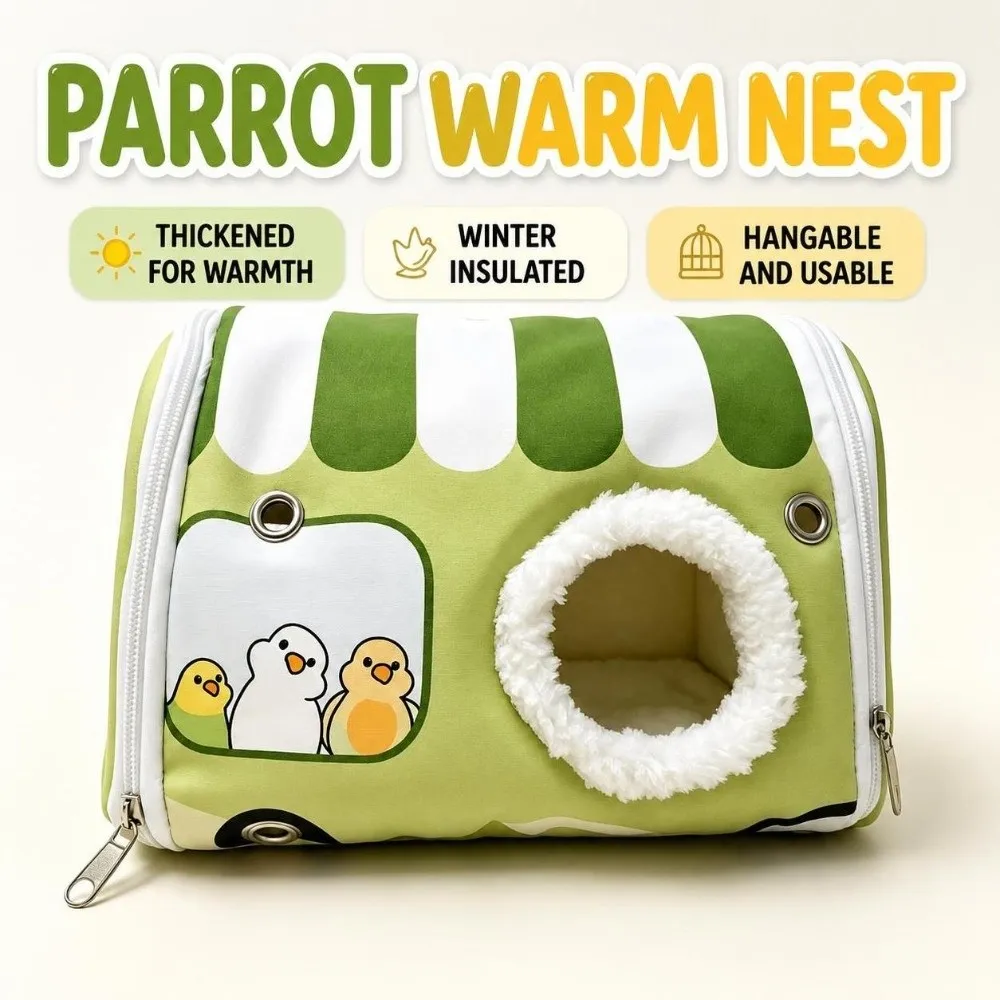 Warm Parrots Hanging Cage Fleece Lined Chew-Proof Parrots Sleep Shelter Cozy Enclosed Small Animal Bed for Parrot Cockatiel