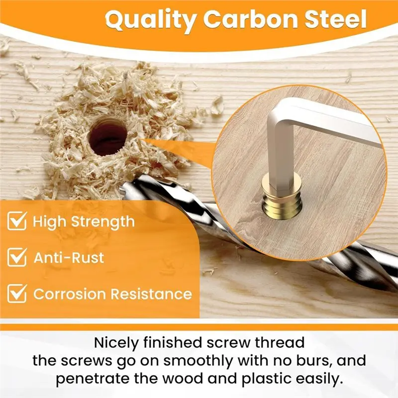 Conjunto de inserção e parafuso rosqueado Y42A (50 peças) 1/4-20 x 19/32 "para parafusos de móveis de madeira kits de porca de parafuso de acionamento de soquete sextavado