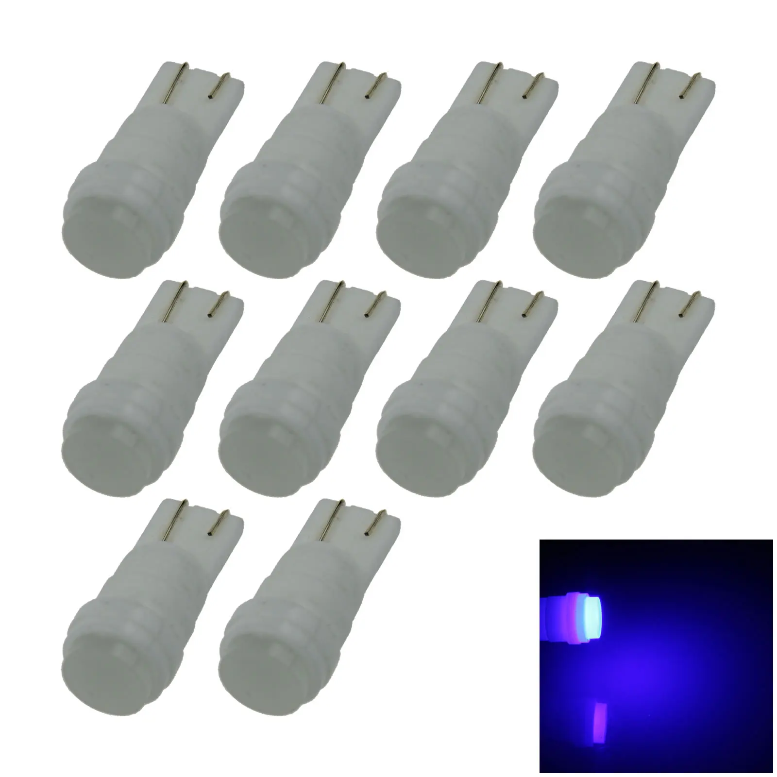 10x Blue RV T10 W5W Reverse Light Backup Bulb Ceramic 1 Emitters COB SMD LED 1252 2450 2652 A072-B