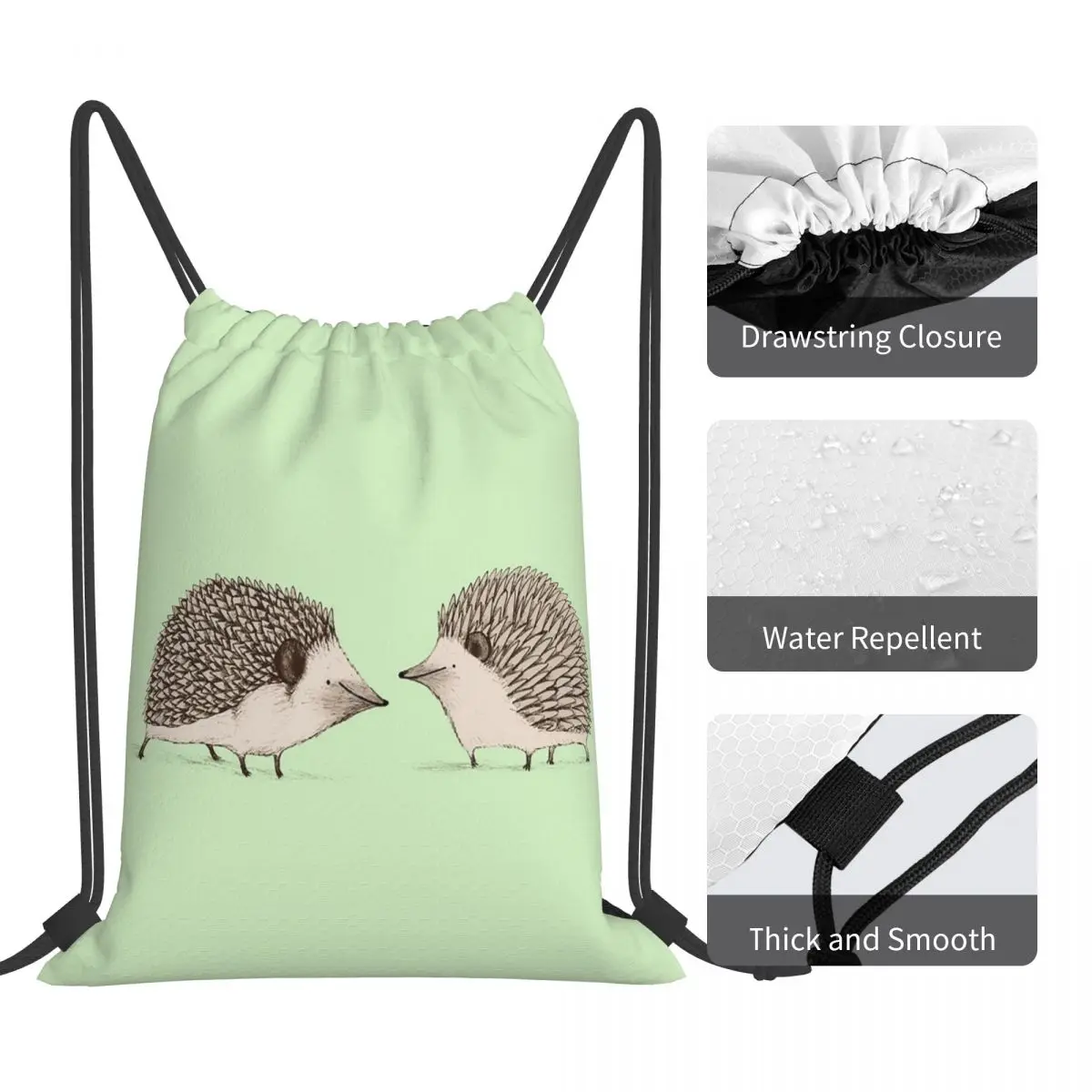 Two Hedgehogs Backpacks Casual Portable Drawstring Bags Sundries Bag Book Bags For Travel Students