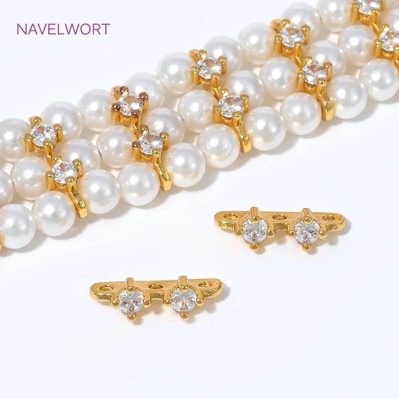 4/8/12Pcs Brass Separator Bar 18K Gold Plated with Zircon Spacers Separators For Bracelet Making,DIY Jewelry Making Accessories image 4