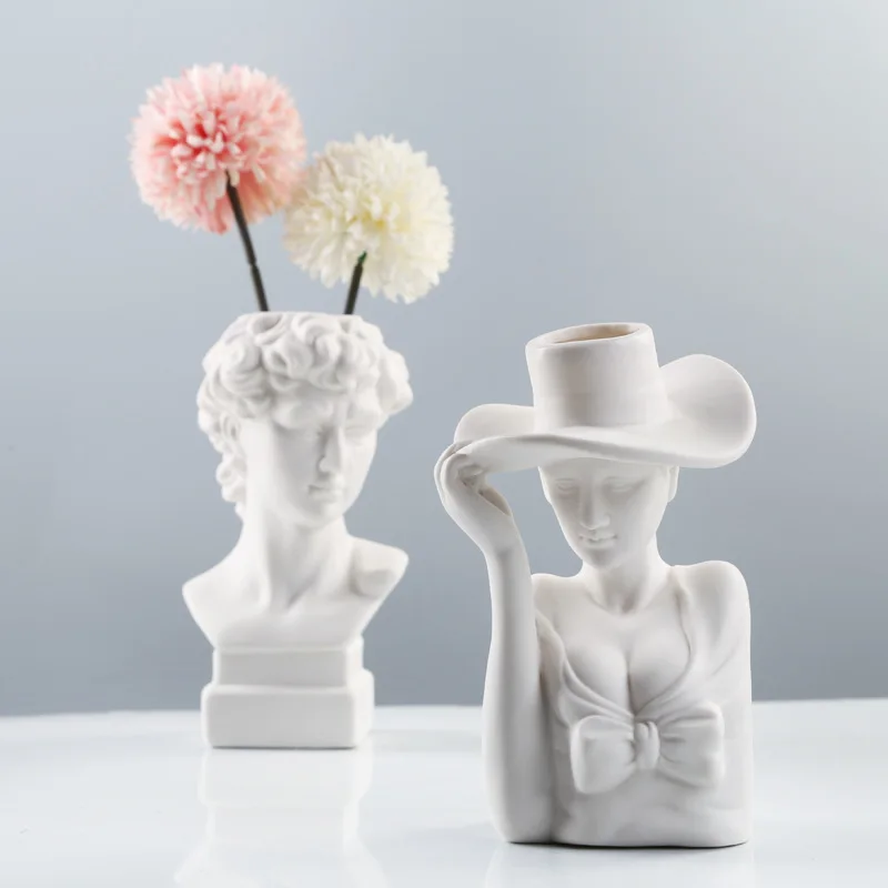 

CX Creative Ceramic Vase Dried Flower Ornament Artistic Face Flower Vessel