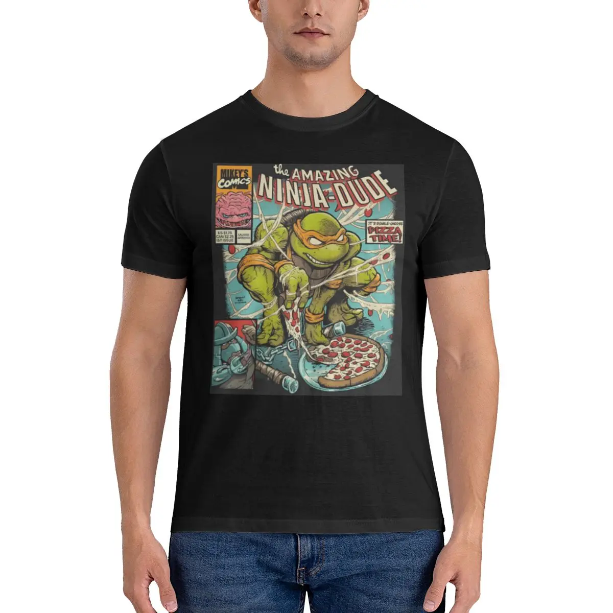 Funny Ninja Turtle Men's Printed T-Shirt Unisex T shirtAnime - view 3