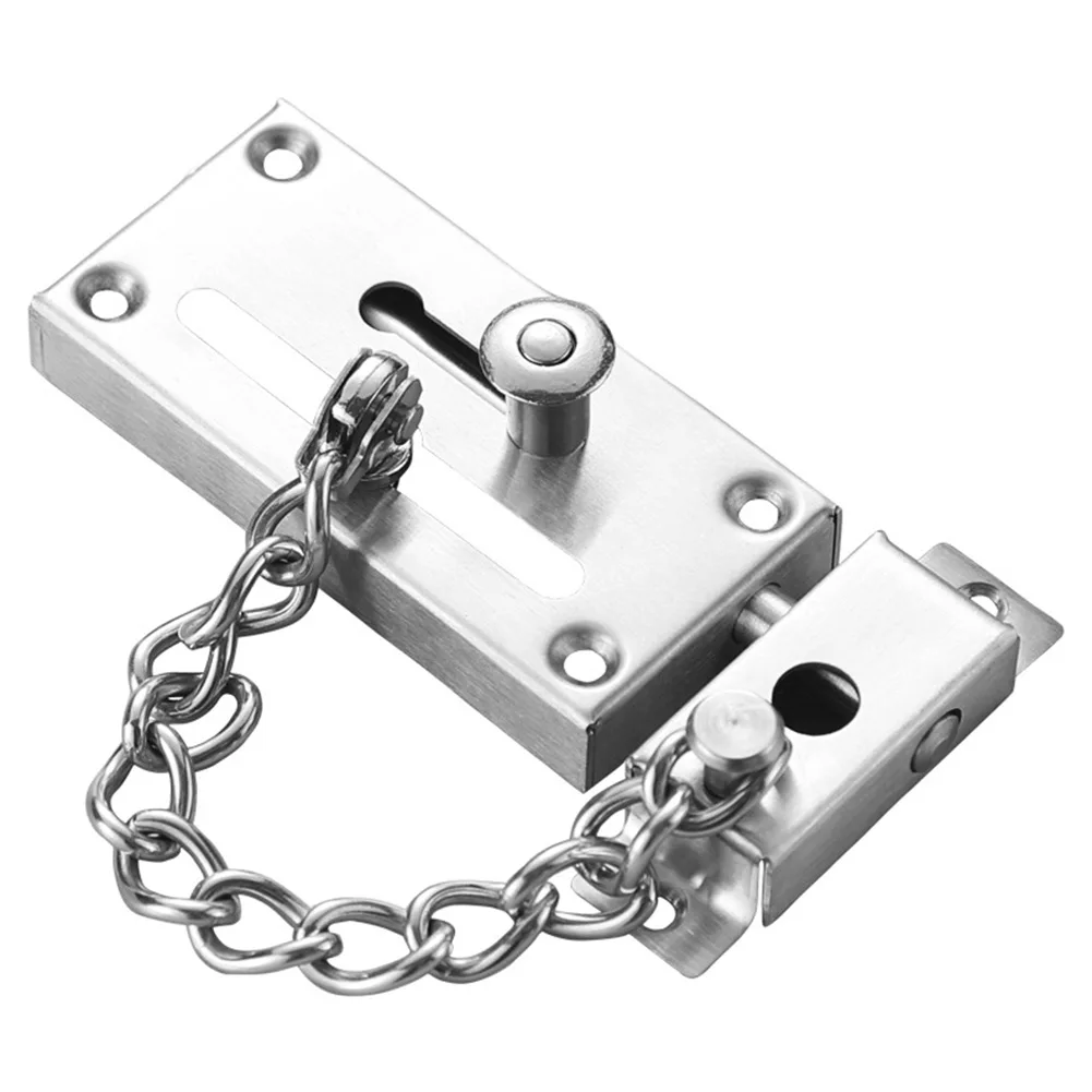 

Hardware Security Door Chain Apartment And Hotel Door Door For Cabinet For Residential Safe Guard Lock Latch Silver