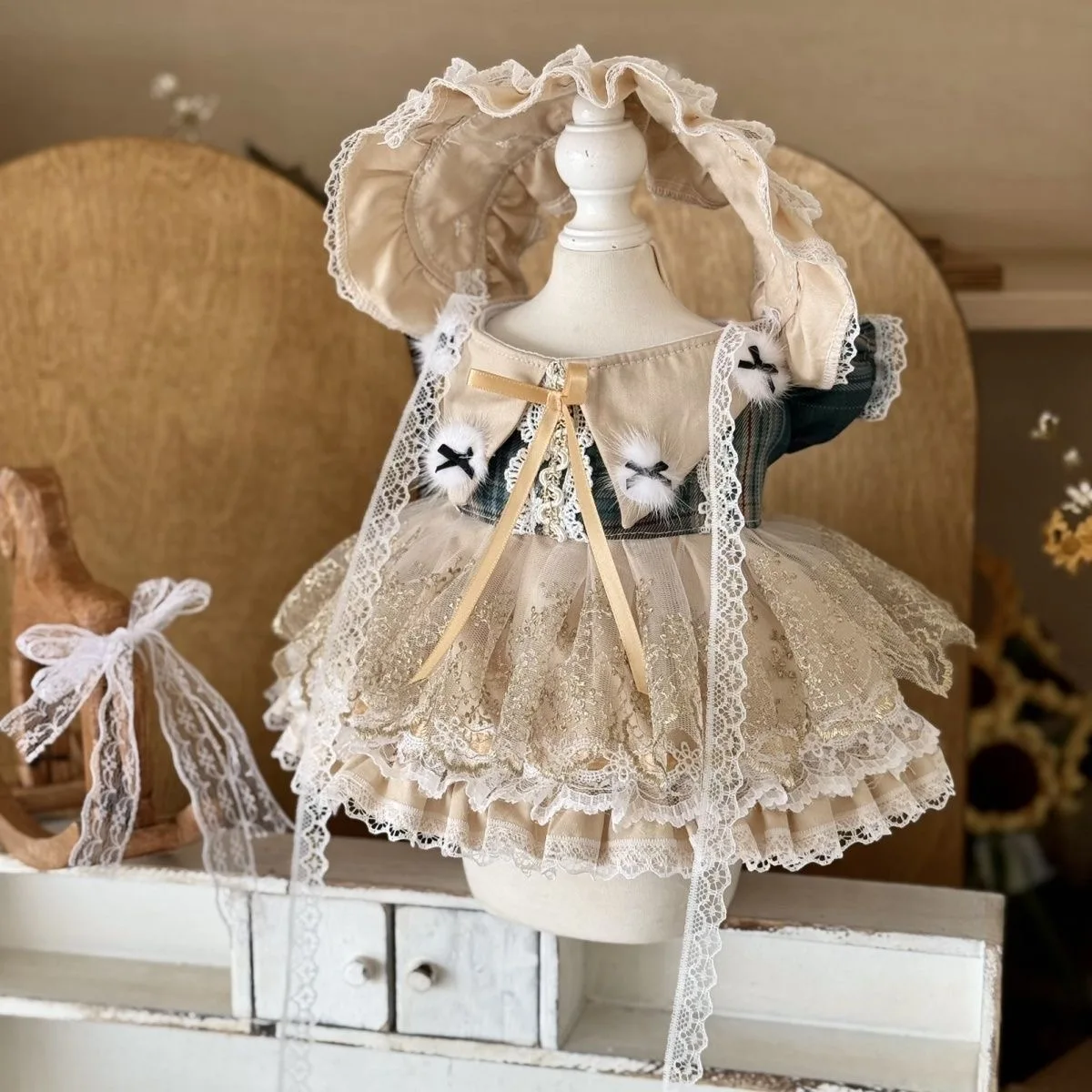 10 cm 15 cm 20 cm 40 cm Baumwollpuppenkleidung, beiges Kleid 50-55 cm wiedergeborenes Puppenkleid mit kostenlosem Versand