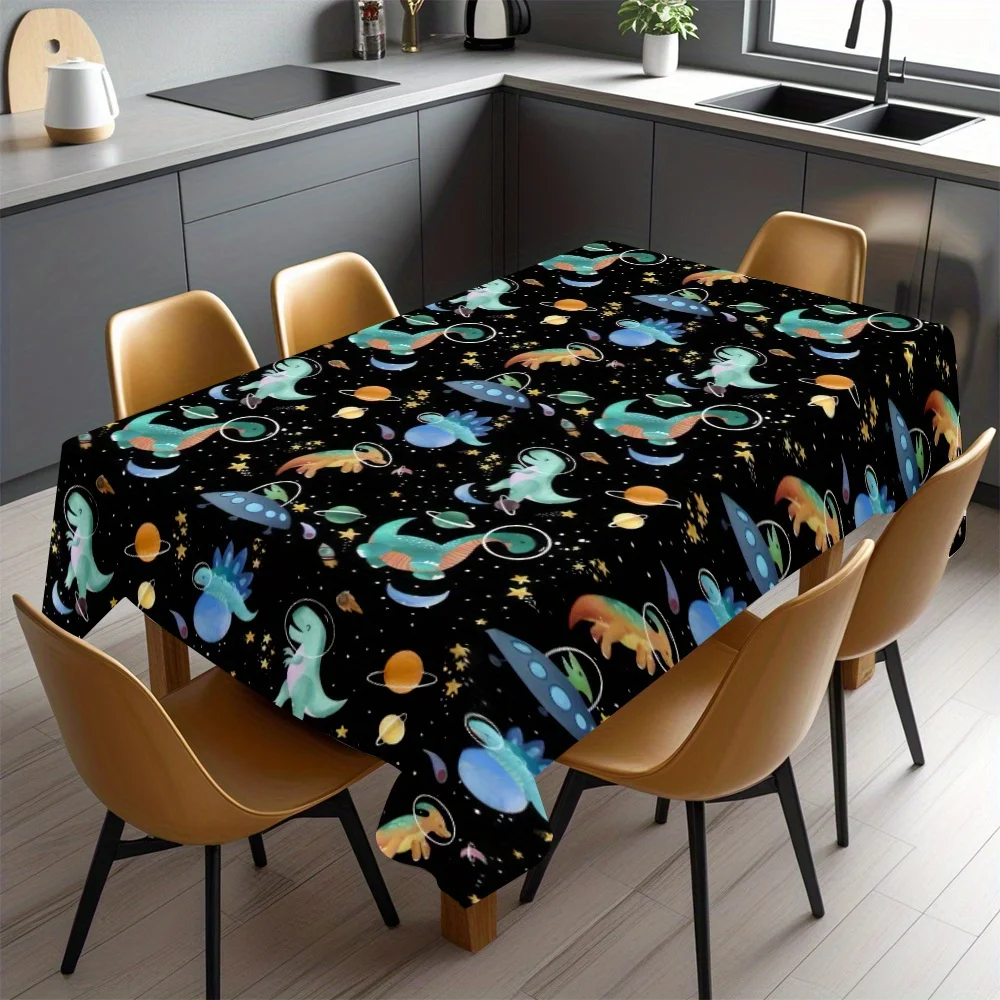 Cute Watercolor Unicorn and Mermaid Pattern Waterproof Tablecloth for Dining Room Home Decor