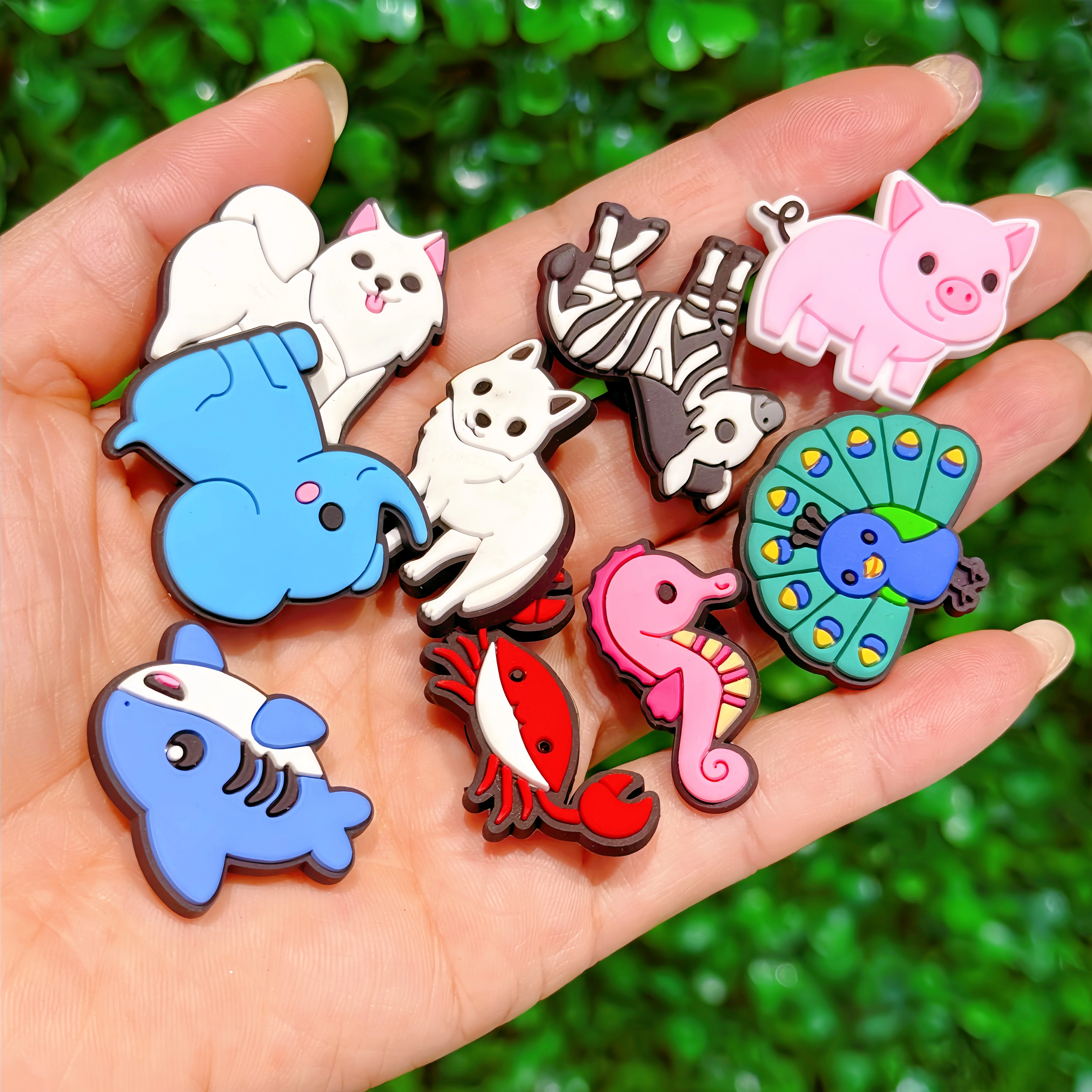 37pcs/set Mixed Cartoon Animal PVC Shoe Buckle Fit Wristbands DIY Charms Decorations Hole Kids Shoes Ornaments Party Gift
