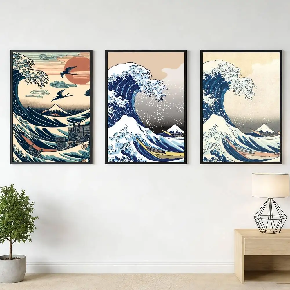 K-Katsushika H-Hokusai Ukiyoe Poster Stickers Classic Art Print Retro Aesthetic Wall HD Decor Living Room Home Office Gift