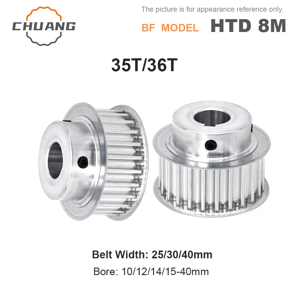 

35T/36T HTD 8M Шкив ремня ГРМ BF-типа 35T 36 зубьев Отверстие 10 мм-40 мм Для широкого ремня 25/30/40 мм HTD 8M Шкив BF-типа 35T 36T