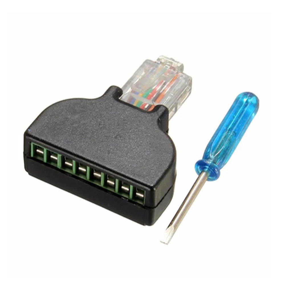 1 قطعة RJ45 عالية الجودة إلى المسمار محول طرفي RJ45 ذكر/أنثى إلى 8 دبوس موصل RJ45 الفاصل ل CCTV DVR CCTV اكسسوارات