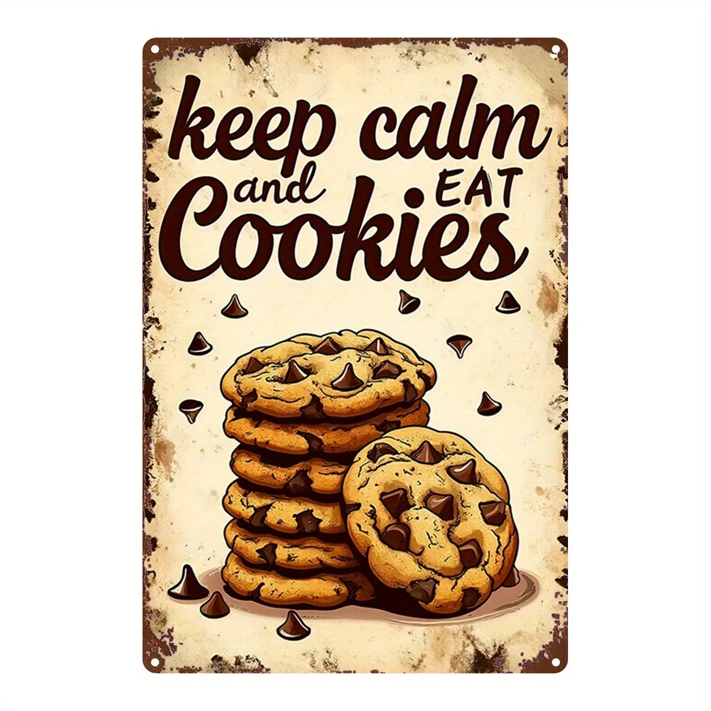 2D Flat-1pc Metal Sign Featuring a Classic Stacked Chocolate Cookie Design, Perfect for Home, Kitchen, Bar, Garden,Cottage Decor