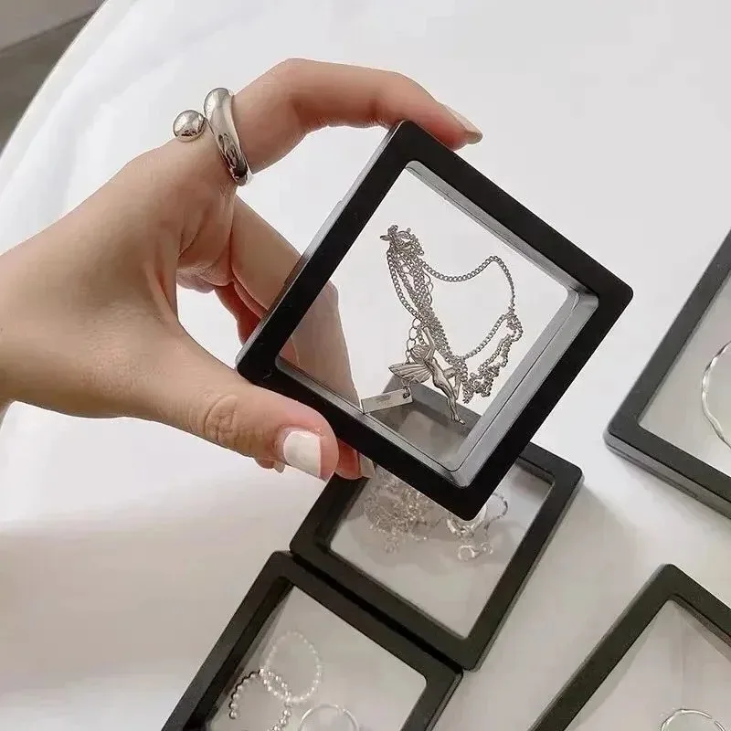 3D Floating Square Jewelry Storage Box, Reusable Display