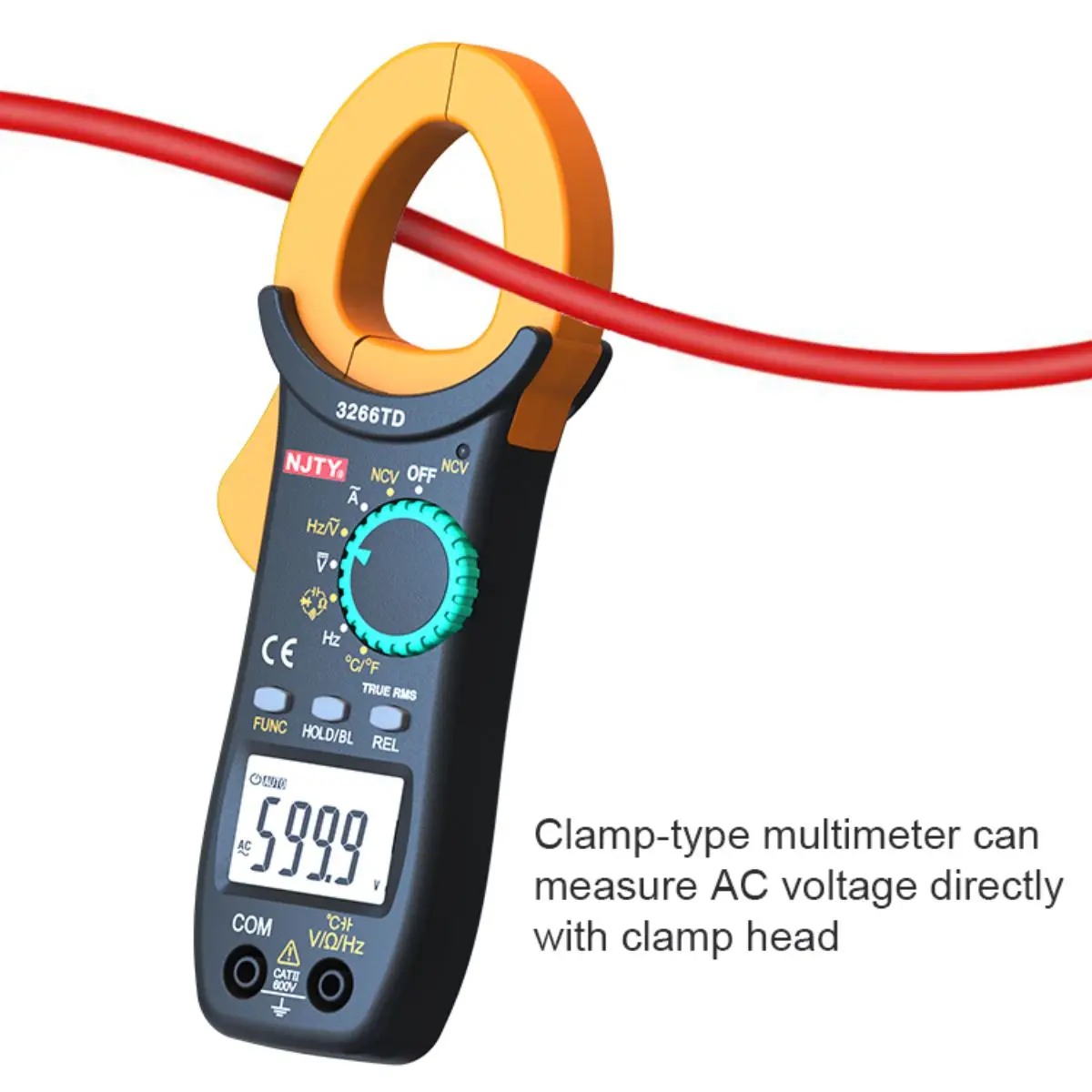 3266TD  Clamp Meter 4000 Current Tester Hz Ohm NCV AC/DC Voltage Tester Capacitance Temperature Test  Multi-function Instrument