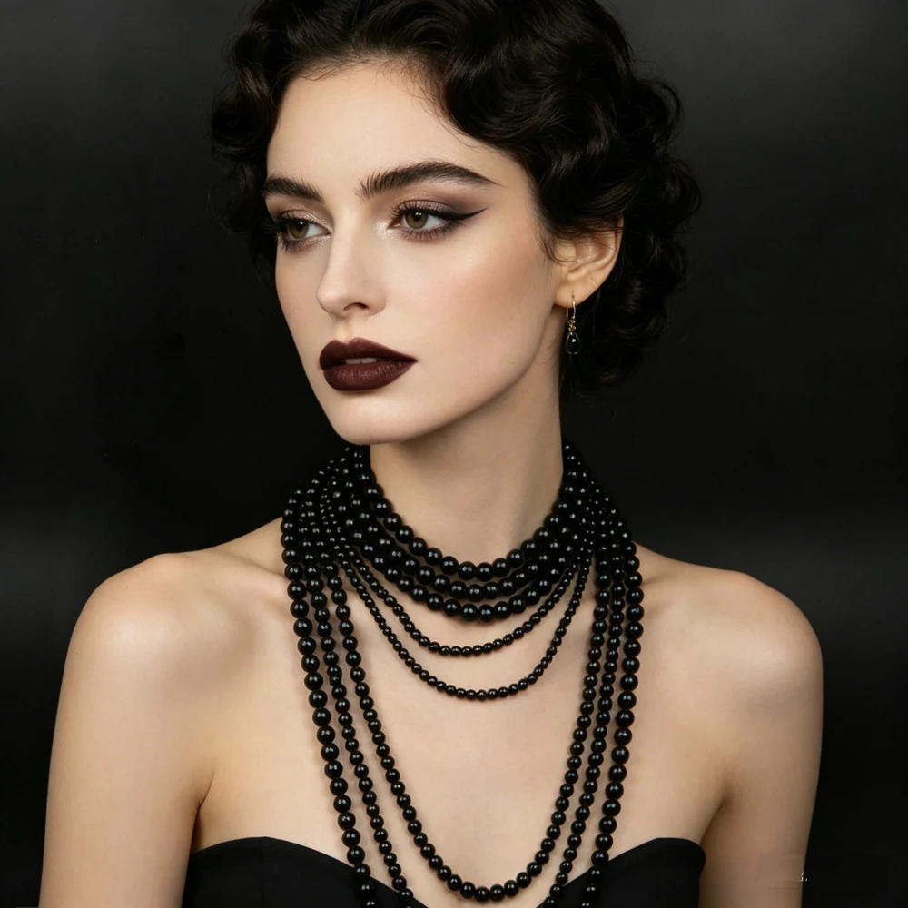 Multi Layer Imitation Pearl Necklace Women Indian Statement Maxi Long Neck Collar Stylish Choker Wedding Banquet Party Jewelry