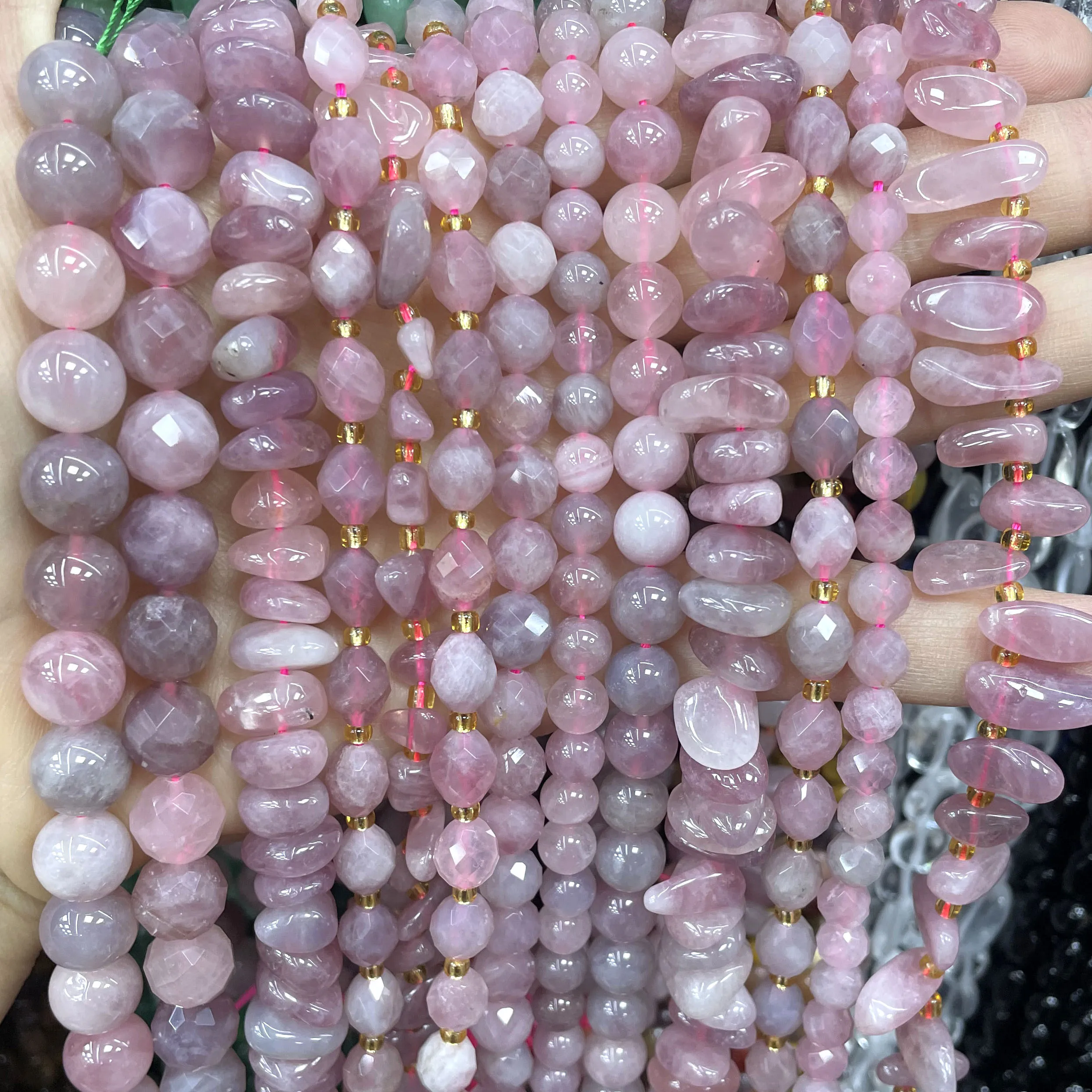 Natürliche Stein Lila Rose Quarz Facettierte Rondelle Unregelmäßige Spacer Runde Perlen Für Schmuck Machen Diy Armbänder Zubehör