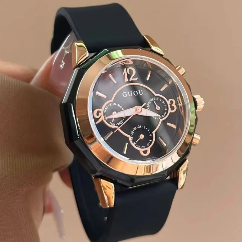 

New Quartz Women'S Watch With Large Dial Silicone Stylish 2026 Calendar Elegant Design Perfect As A Gift Or Accessory For Women.