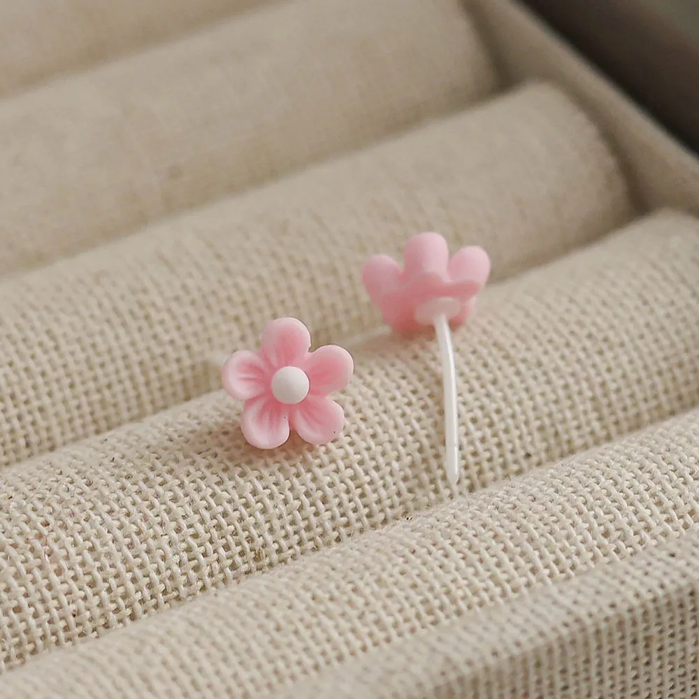 New Material Bioceramic Needle Flower Mini Plant Stud Earrings For Women Allergy Prevention Piercing Ear Hole Fashion Jewelry