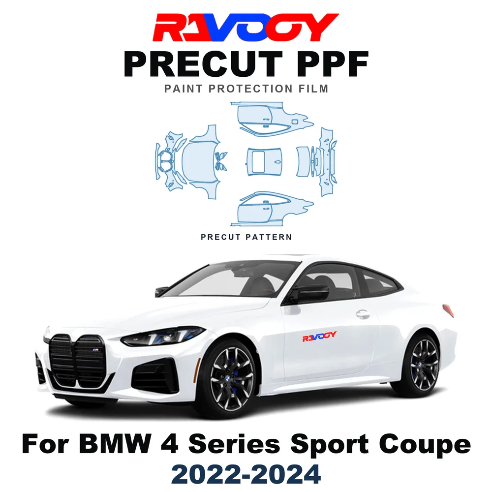 Precut PPF For BMW 4 Series Sport Coupe 2022-2024 8.5mil TPU Paint Protection Film Hood Bonnet Bumper Headlight Self-Healing