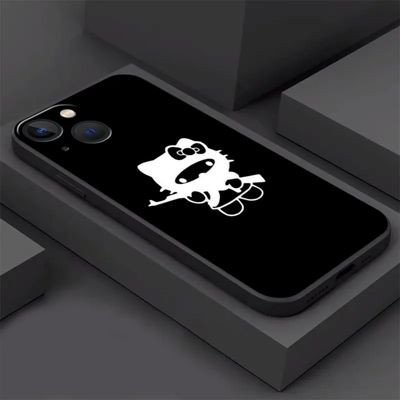 Custodia per telefono per iPhone 11 12 13 14 Pro Max Mini XS XR X 8 7 6S 6 15 se Plus Cover in Silicone nero Fundas Cute Cool Hello Cat