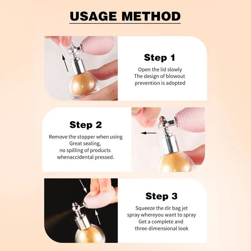 글로스 글리터 스프레이 하이라이터 파우더 에어백, 향수 주입 샤이니 하이라이트, 얼굴 바디 메이크업 쉬머 파우더 화장품