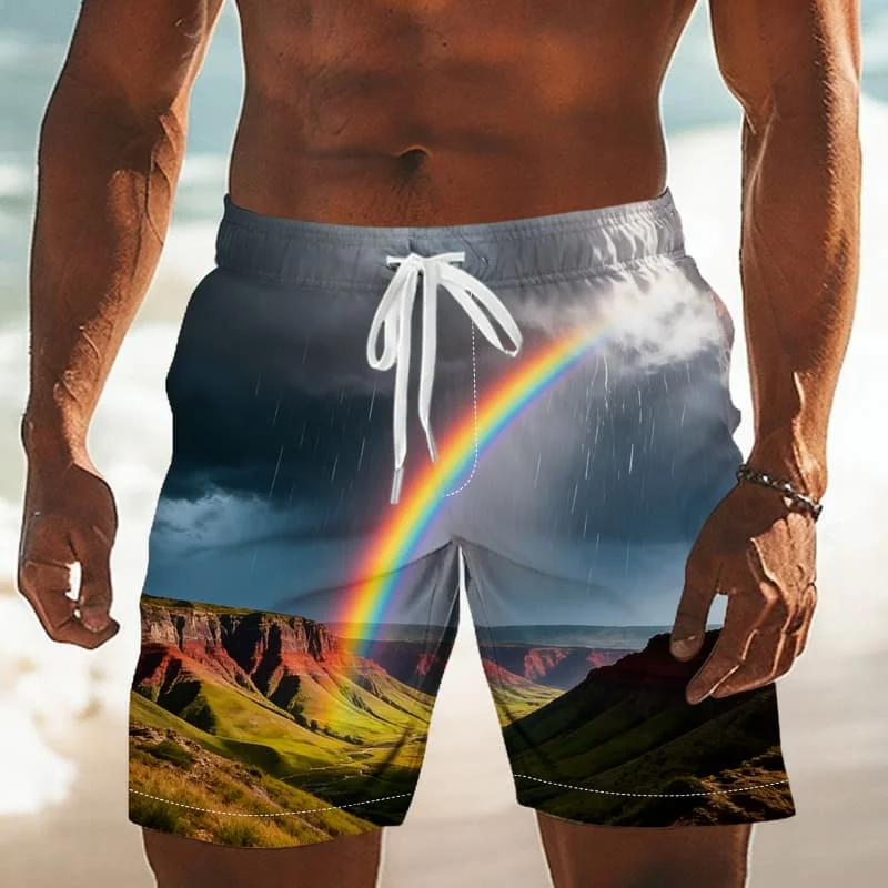 Men's Enchanting Nature Scenic Print Shorts Fashion Summer Style for Outdoor Adventures Seaside Vacation and Casual Gathering