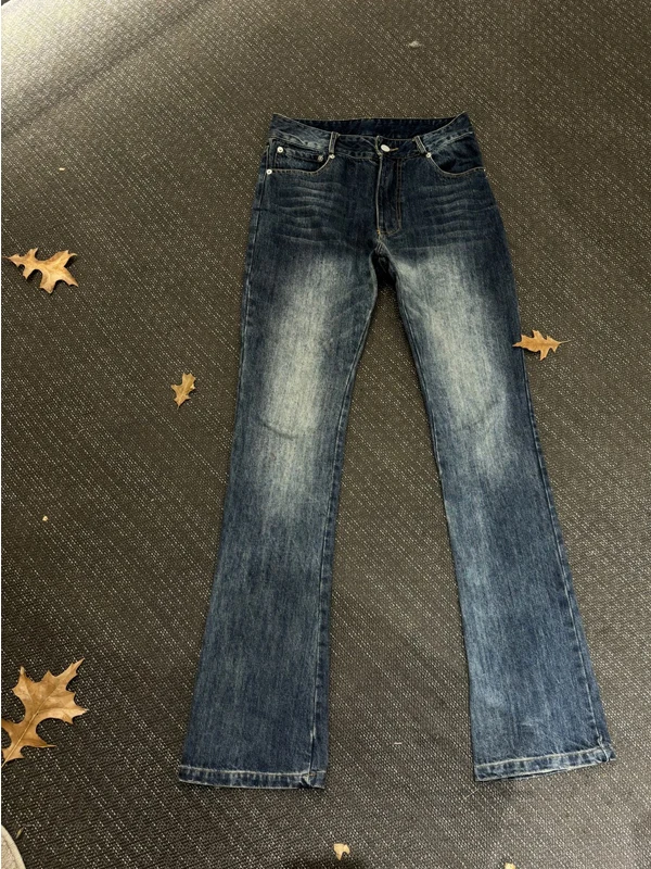 

SUDA Men's Slim Fit Straight Leg Jeans Micro Flared Cleanfit Sle High Street Long Pants Bamboo Node Casual Trousers