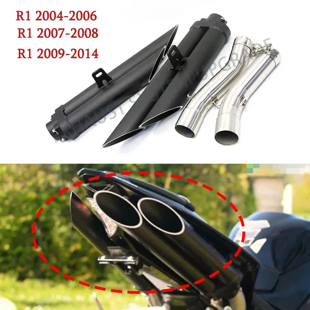 For YAMAHA R1 YZF-R1 2004 2005 2006 2007 2008 2009 2010 2011 2012 2013 2014 Years Dual-outlet Motorcycle Exhaust Muffler Pipe