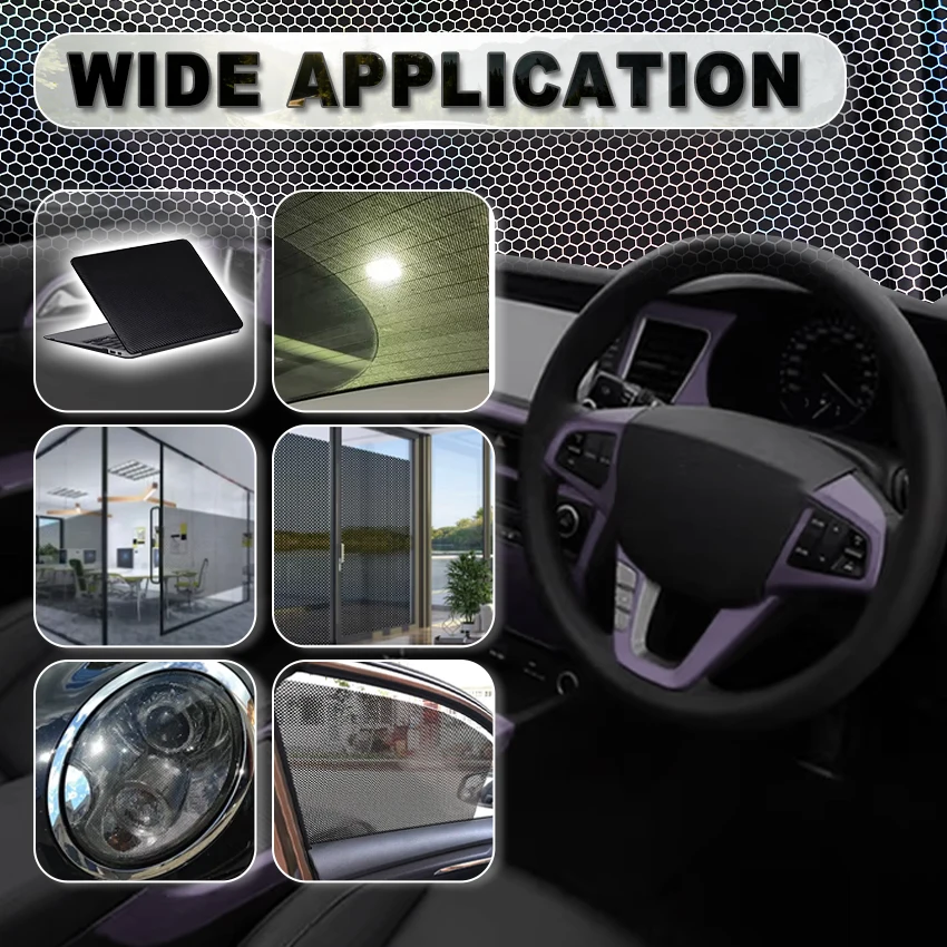 Deep Black Laser Honeycomb Headlight blackout film For Genesis G80 Color Changing headlight Vinyl Tint Motorcycle car foil wrap view 6