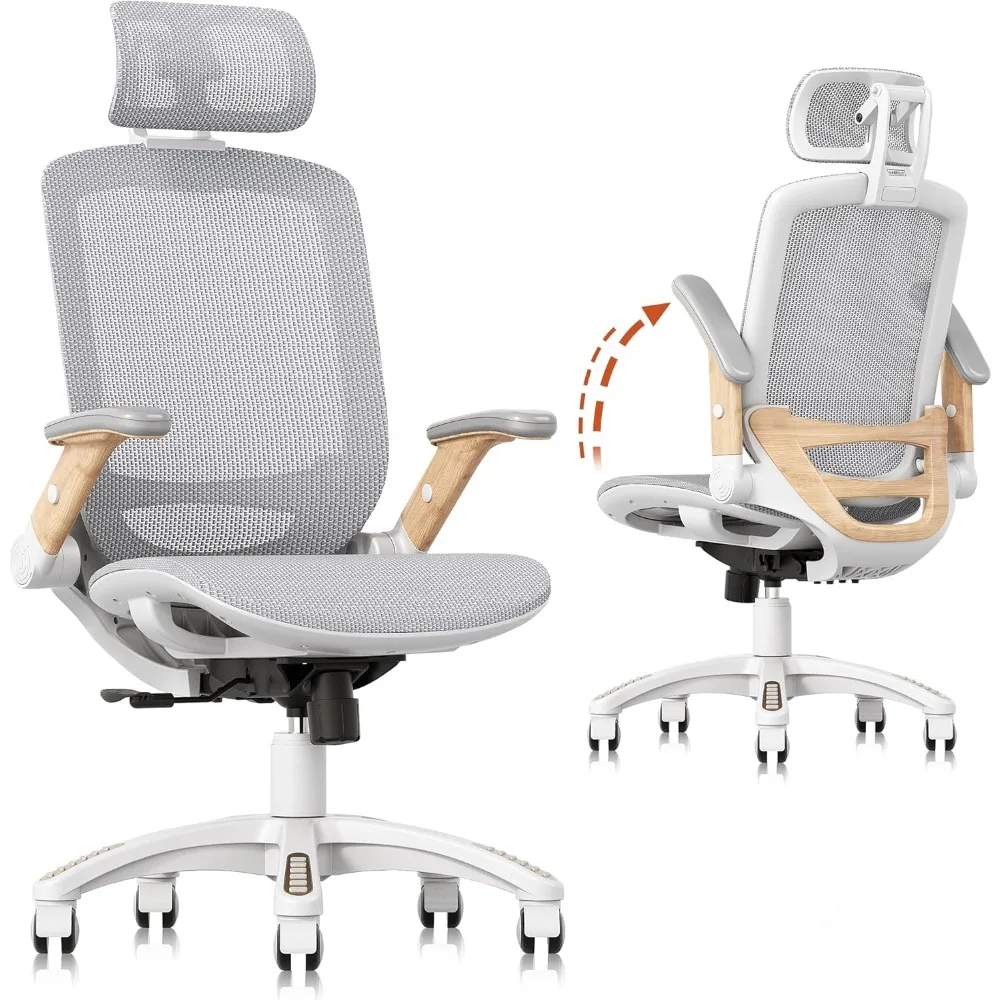 

Ergonomic Office Chair, High Back Home Desk Chair with Flip-Up Arms, Headrest, Mesh Chairs for Work Gaming Study, Computer Chair