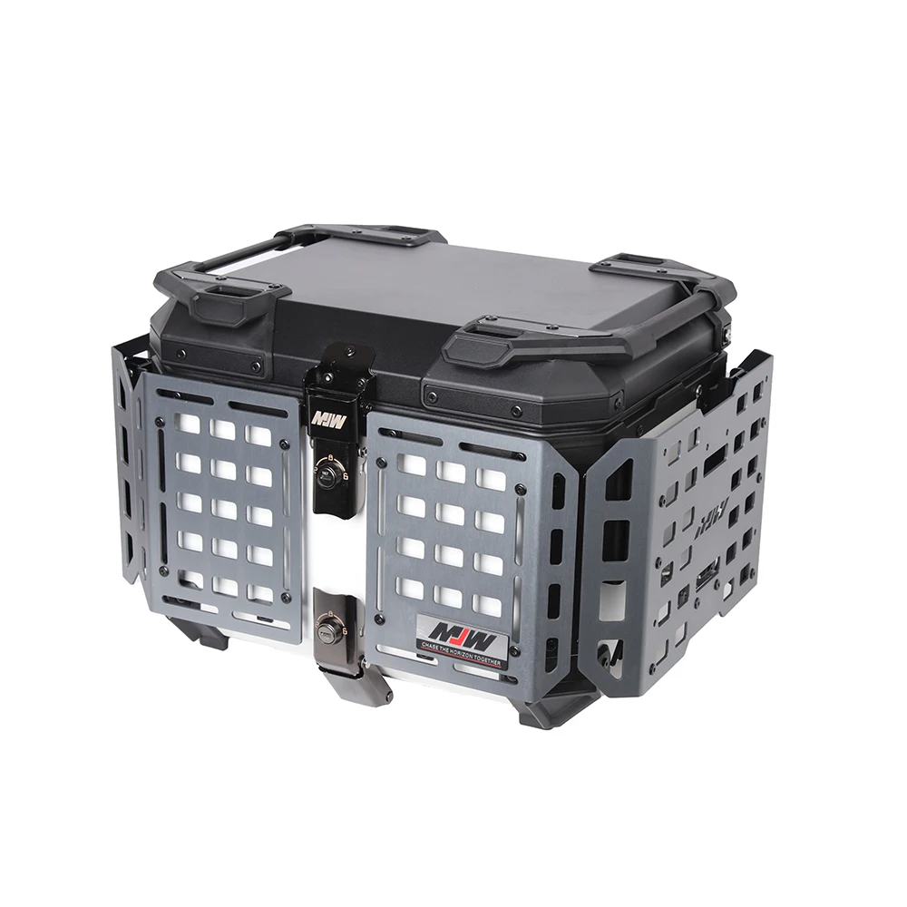2026 Factory Wholesale 45L Universal Titanium Gray Armored Motorcycle Alloy Top case Boxes Motorcycle Luggage