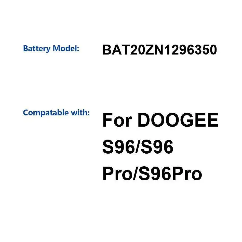 

For Doogee S96 Pro Mobile Phone Battery Safe BAT20ZN1296350 Good Low-Temperature Performance 6350Mah