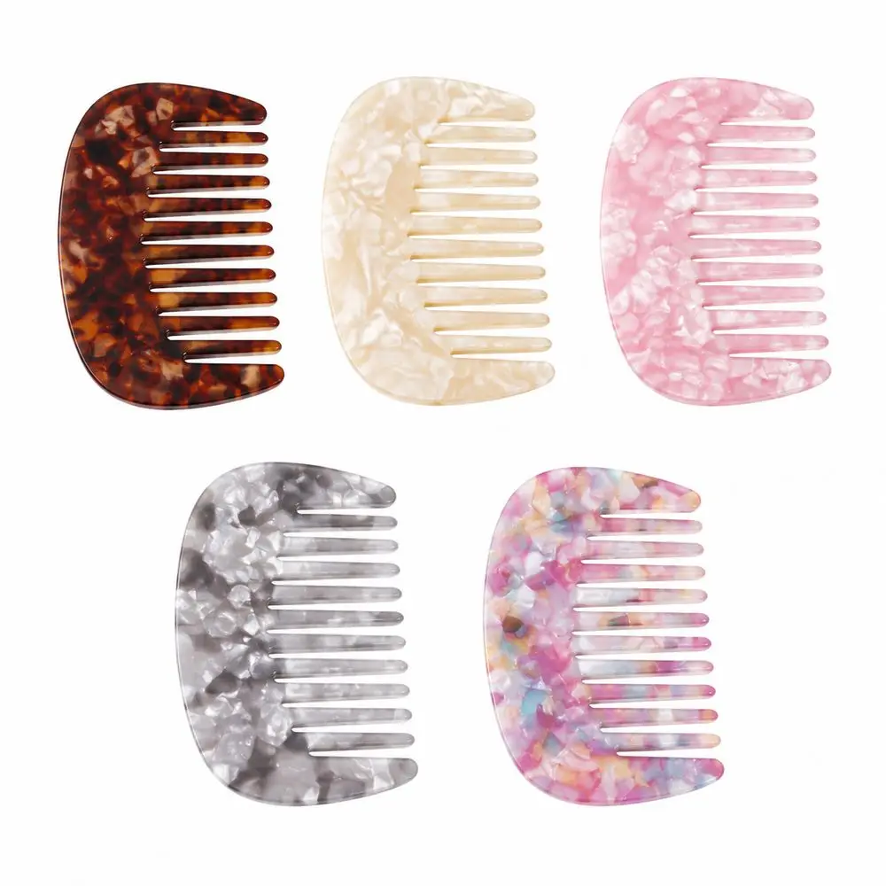 Marble Pattern Hair Comb Cellulose Acetate Anti-Static Scalp Massage Comb Rounded Teeth Ergonomic Pocket Comb