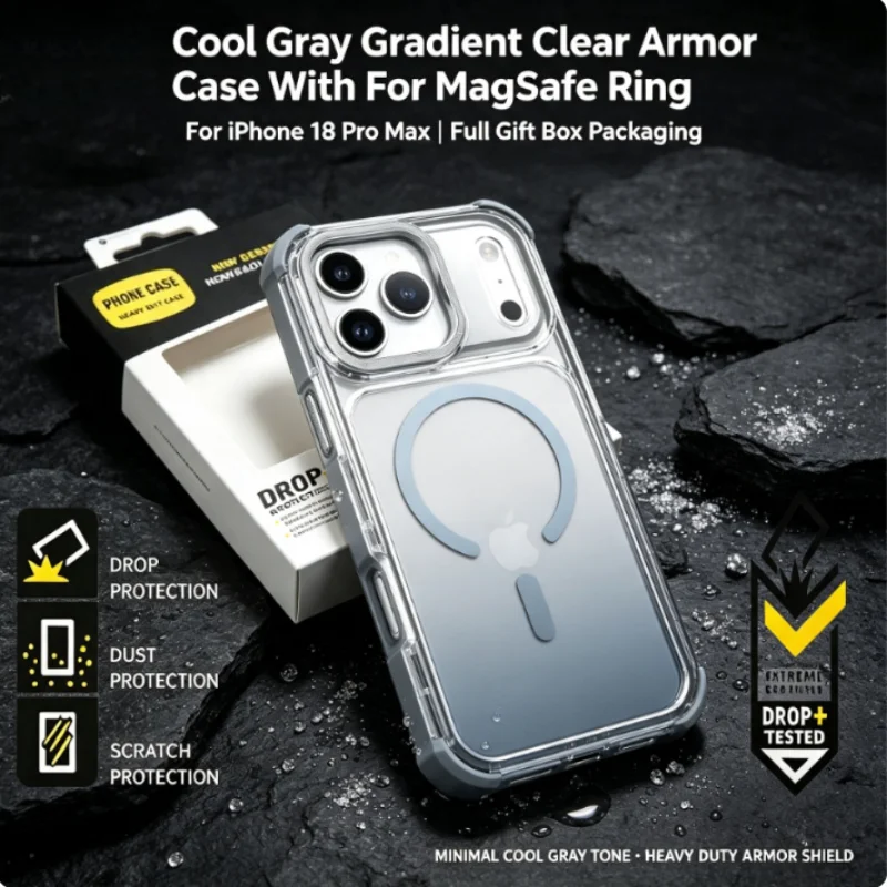 Heavy Duty Drop+ Clear Gradient Defender Case For iPhone 18 Pro Max 17 16 15 14 Plus 13 For MagSafe Shock Absorb OTT-BOX Cover