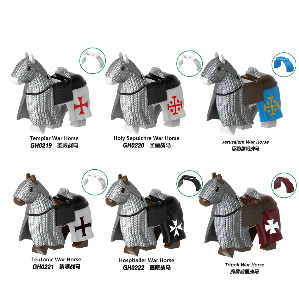 MOC Medieval Jerusalem Knight Figures Building Blocks Warrio Soldier Sword Shield Weapon Temple of God Castle Bricks Kids Toys