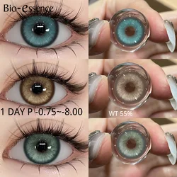 Bio-essense 0~-8.00 Myopia Colored Contact Lenses 1DAY for Eyes with My Fashion Blue Eyes Lenses Korean Fashion Gray Contacts