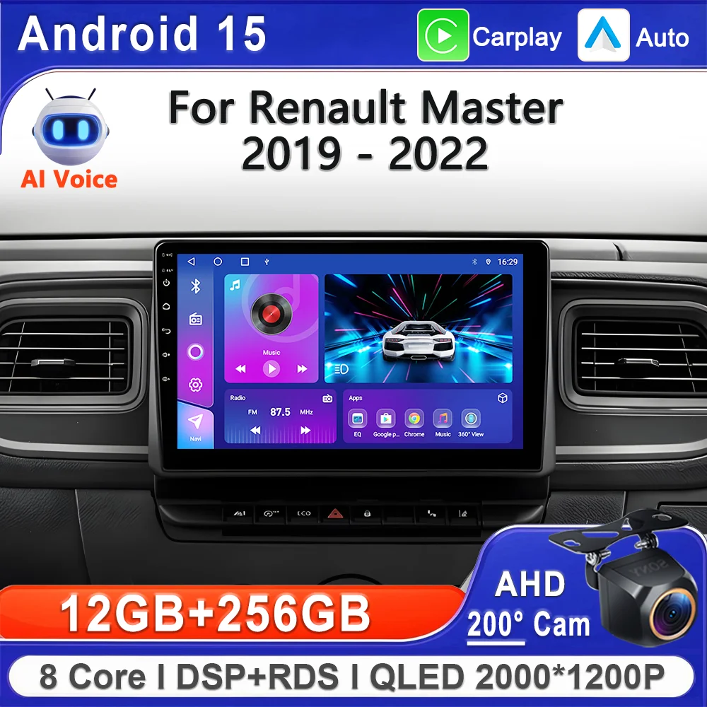 

Android 15 2K Incell экран мультимедийная стереосистема для Renault Master 2019-2022 сенсорный экран высокопроизводительный процессор GPS навигация