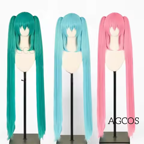 AGCOS Anime Mikku Cosplay Girl Mikuu Cosplay Wig Christmas Cos Hair Wigs