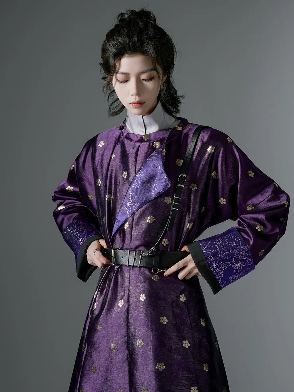 Túnica Hanfu de seda púrpura de la dinastía Tang para hombres y mujeres, traje de baile étnico Vintage, Túnica larga china antigua 2025