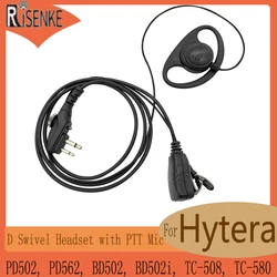 RISENKE Earpiece D Shape Loop Surveillance Radio Headset with PTT Mic for HYT Hytera, PD502, PD562, BD502, BD502i, TC-508