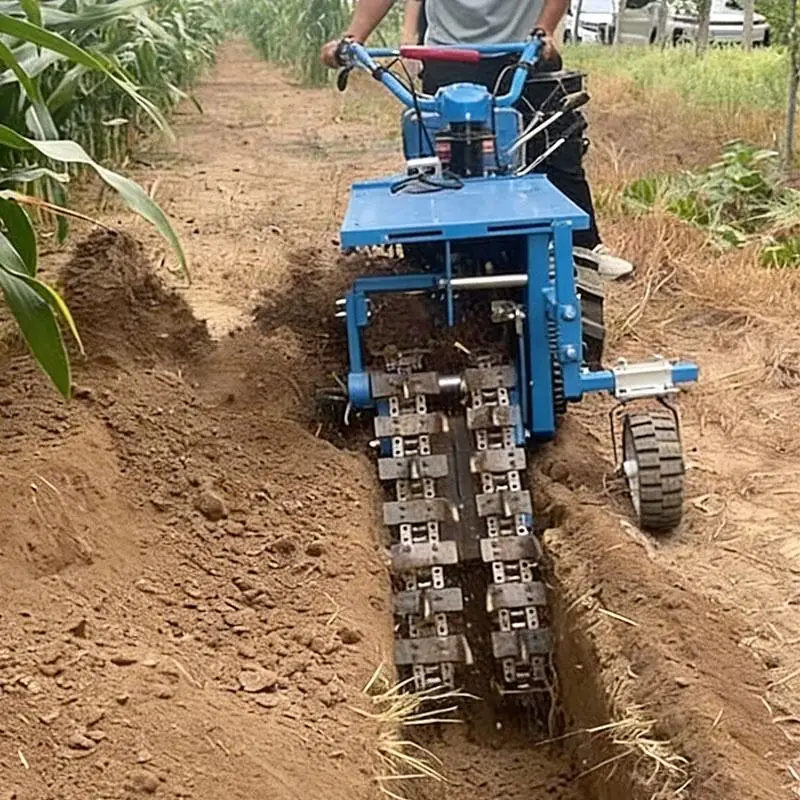 Walk-Behind Ditch Digger Handheld Chain Trencher for Farm Crop Irrigation Pipeline Layout and Telephone Wire Installation