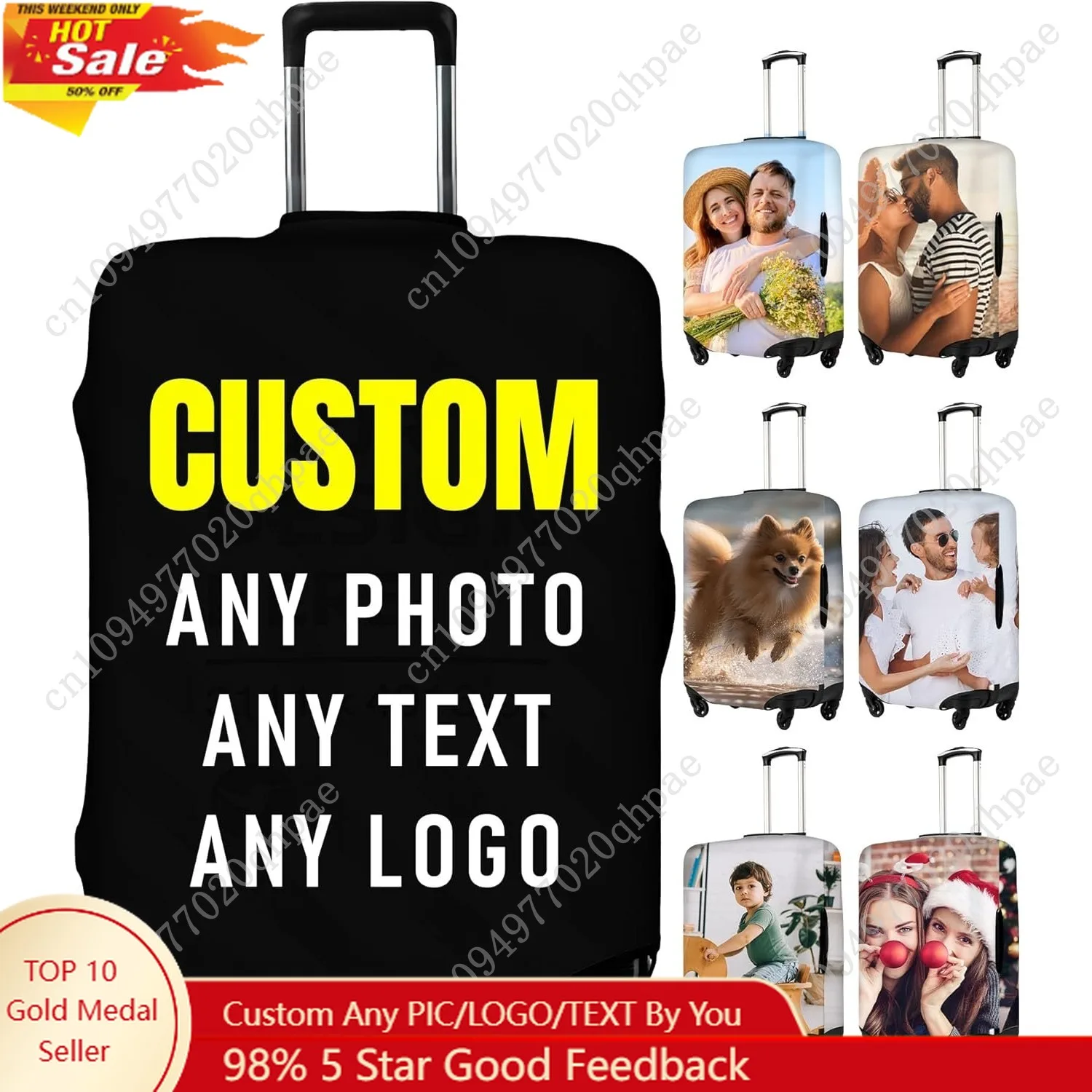 

Custom Luggage Cover Personalized Suitcase Covers For Luggage with Photo Text Name Logo Double Sided Customized Elastic Washable