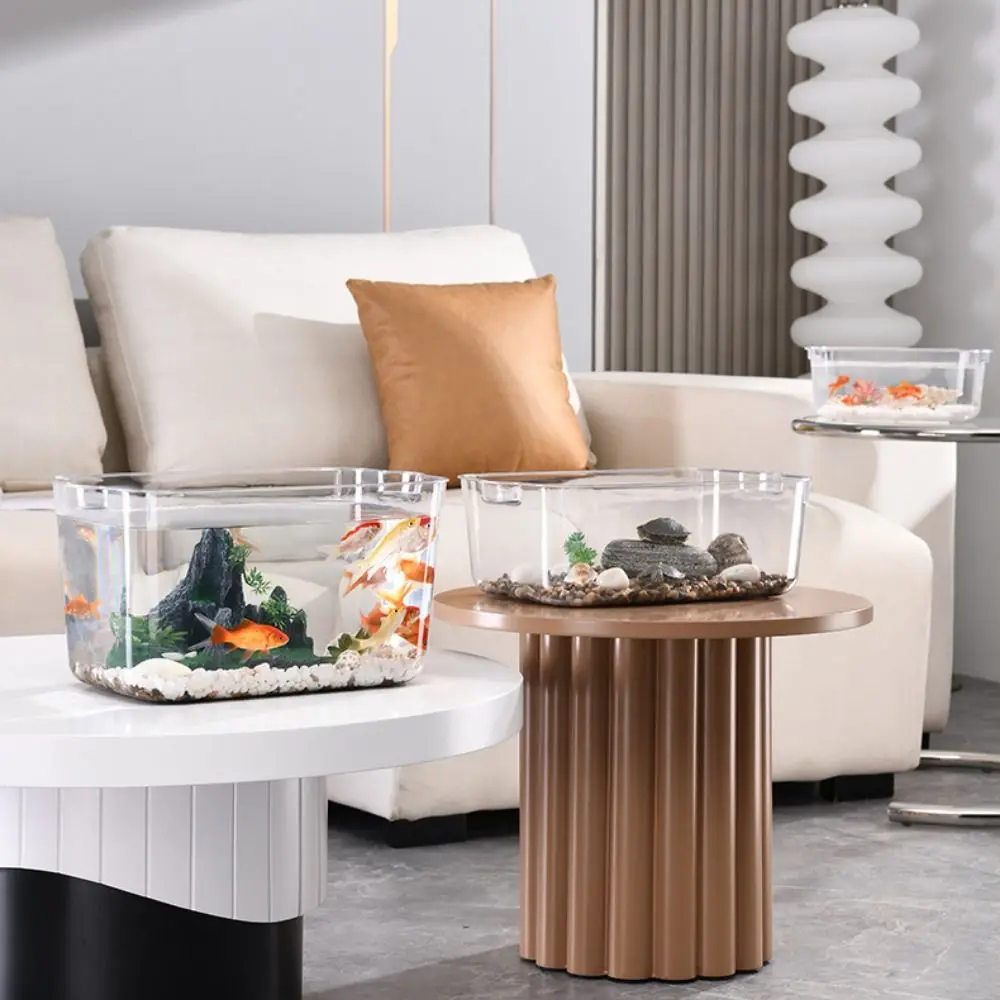 Fall Prevention Explosion-proof Plastic Fish Tank Transparent Water Plant Tank Desktop Goldfish Bowl PET