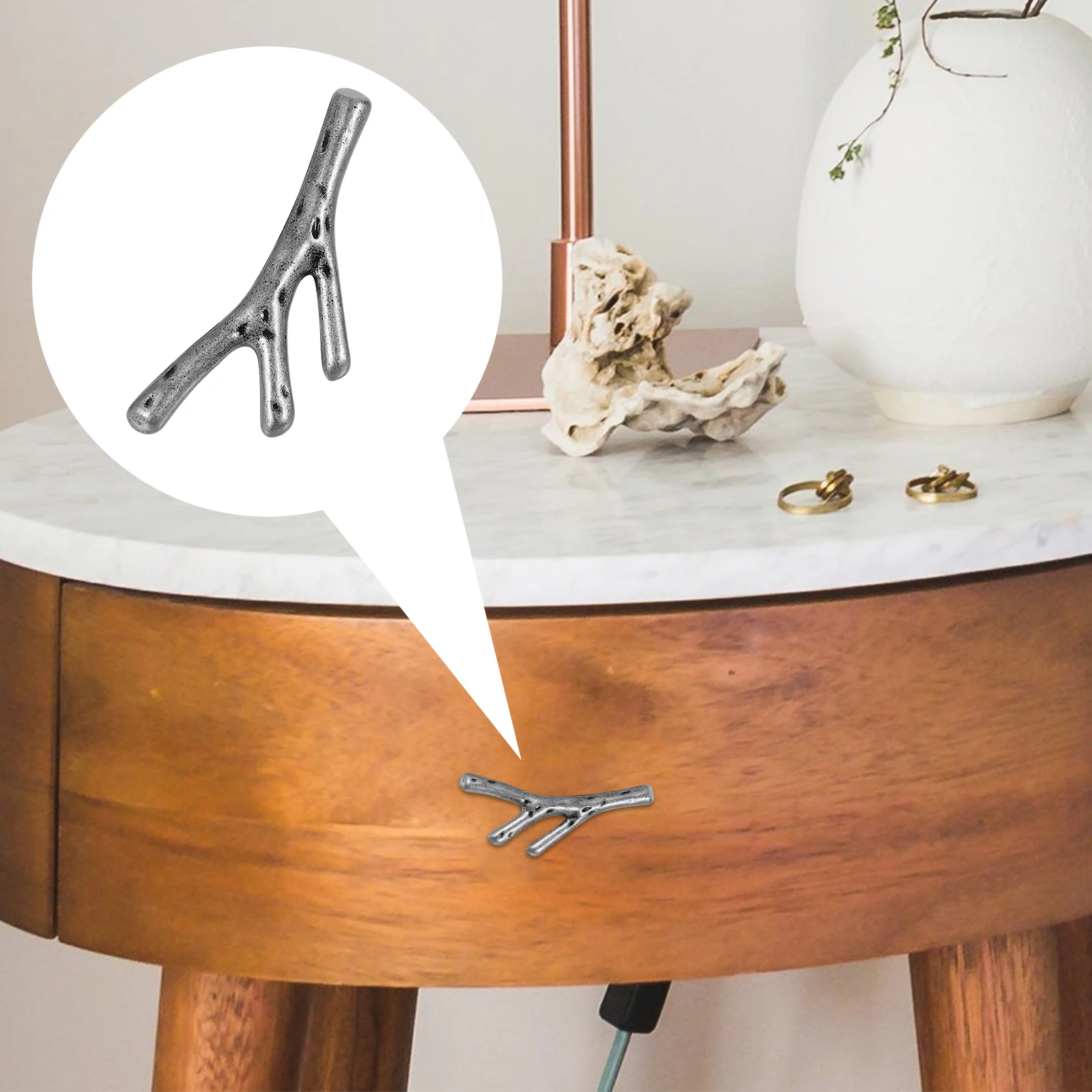 

Retro Branch Handle Cupboard Door Knob Zinc Alloy Drawer Knobs for Cabinets Drawers Removable Handles