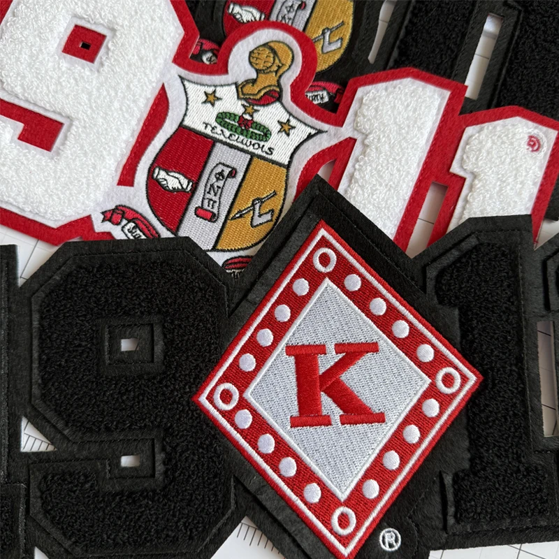 Unique Chenille Black 1911 with Shield Patch for Kappa Alpha Phi Fraternity, 1911 with Diamond K, Number Patch for Jacket