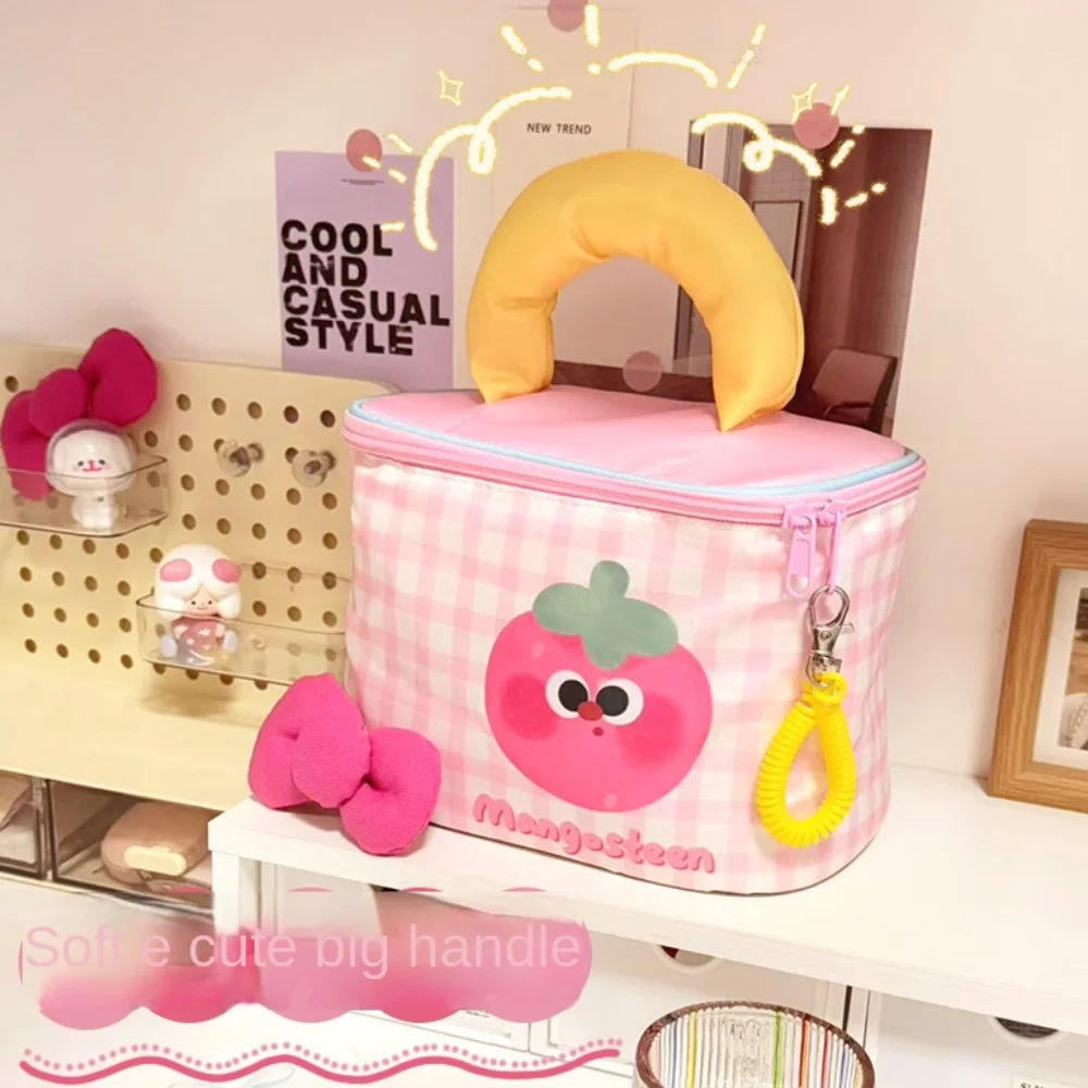 Portable Cartoon Nylon Toiletry Bag Waterproof Color Contrast House Shaped Cosmetic Pouch Multi Purpose Soft Handbag Women