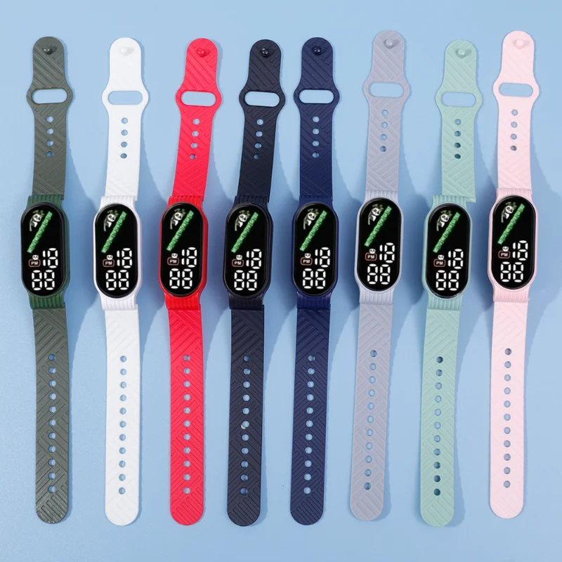 Montres numériques électroniques à affichage LED pour enfants, montre numérique KrasnoChildren, étanche, bracelet en silicone, campus, horloge de document, compteur de temps