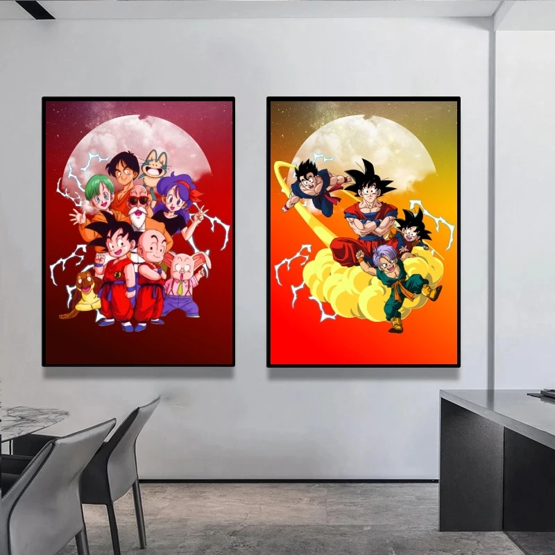 

Japanese Anime Dragon Ball Characters Classic Decorative Painting Son Goku Krillin Canvas Artwork Kids Room Decorative Painting