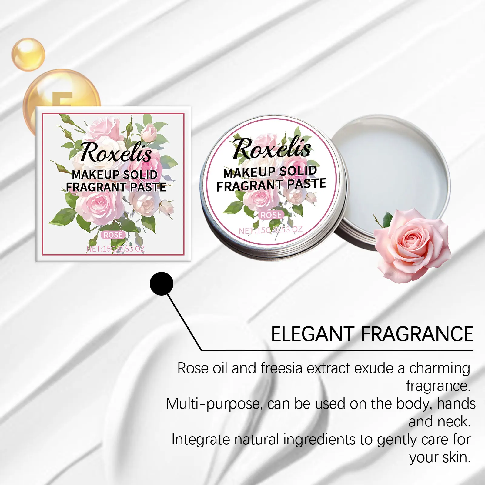 ROXELIS 로즈 페이스트 바디 밤 솔리드 밤 세트, 휴대용 포켓 향수, 여행용 향수, 여성용 퍼퓸