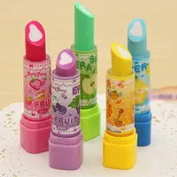 1 PC Lipstick Rotary Rubber Eraser Stationery Student Prize Children Gift Office School Supplies Random Color