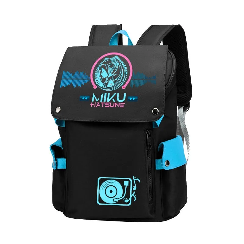Cute Hatsune Miku Backpack Kawaii Anime Peripheral Cartoon Schoolbag Large Capacity Multi-layer Laptop Storage Bag Badge Itabag